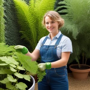 girl caring for plants